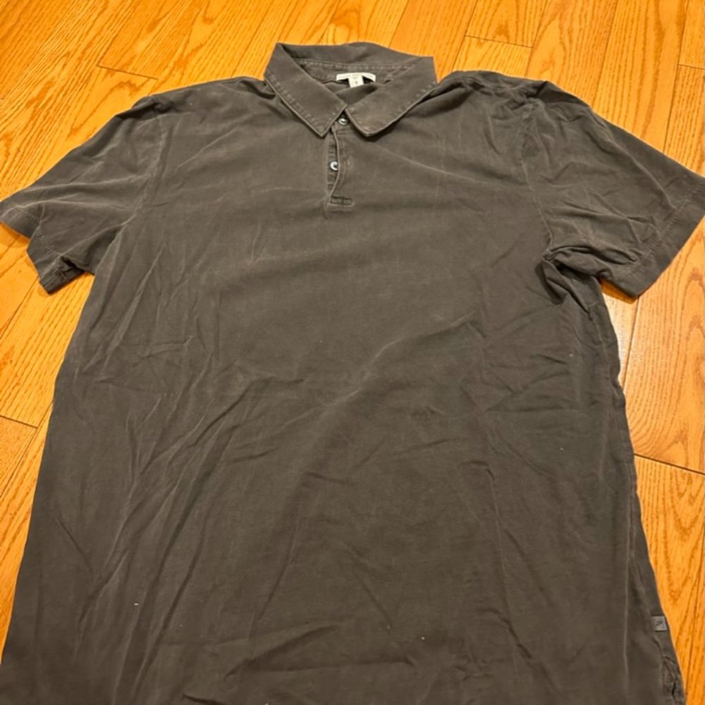 Standard James Perse Ash Grey washout polo shirt